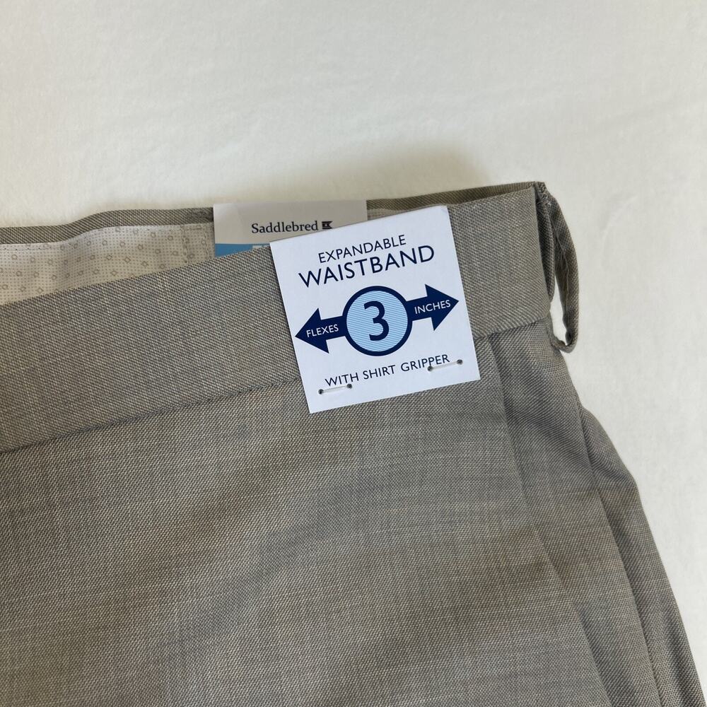 NWT Saddlebred Dress Pants Mens 42X29 273 Lt. Beige Straight Fit Comfort Flex FS - Picture 5 of 9